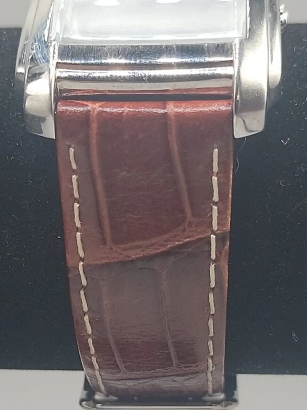 Kenneth Cole Reaction Mens Brown Watch KC1327 Croco Leather Band Date Display